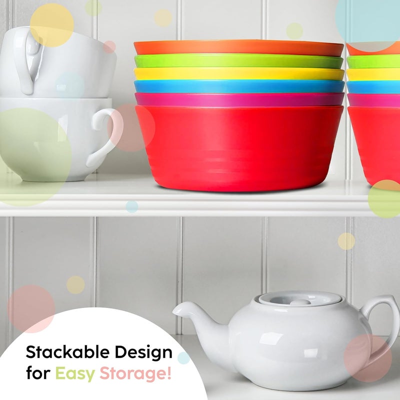 PLASKIDY Plastic Toddler Bowls Set of 6 - 10 Oz Kids Bowls, Microwave & Dishwasher Safe, BPA Free, Brightly Colored, Great for Cereal, Soup, Snack, Fruit or Salad - Image 5